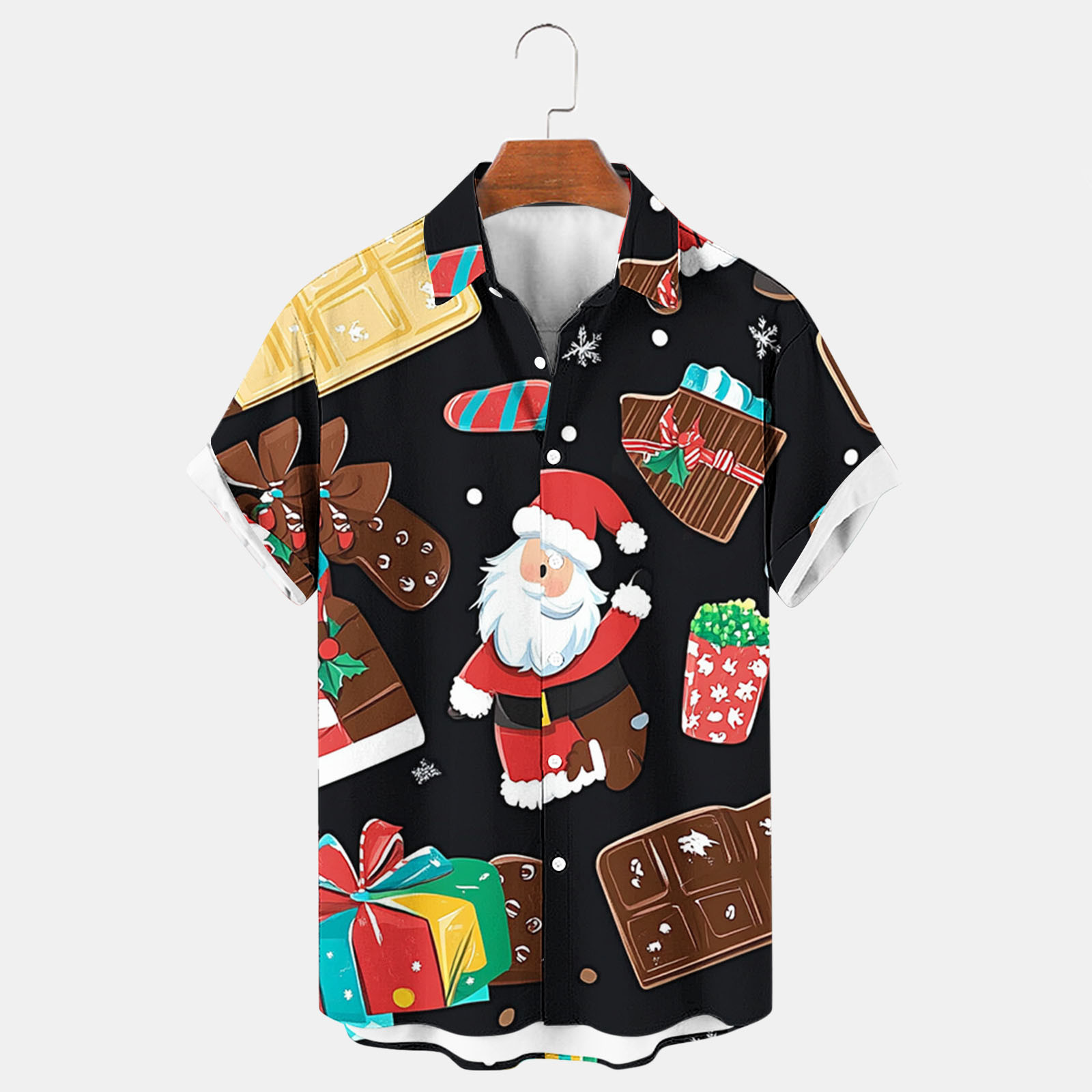 BiZtdJrK Men Big and Tall Party Shirt Funky Santa Casual Button Down