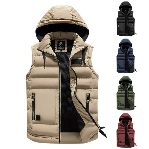 BiZtdJrK Men Big and Tall Puffer Vest Sleeveless Zip Up Hooded Jackets Coat 2025 Casual Lightweight Fashion Streetwear with Pockets Sales Of The Day Clearance Army Green XXXL