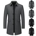 thumbnail image 1 of BiZtdJrK Men Big and Tall Trench Jacket Woolen Mid Length Slim Fit Overcoats Single Breasted Business Dress Coat Lapel Fall Winter Outerwear with Flap Pockets Gray XXXXXL, 1 of 9