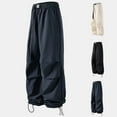 thumbnail image 1 of BiZtdJrK Men Big and Tall Trendy Cargo Pants Belted Elastic Waist Drawstring Cuff Casual Pant Baggy Y2k Street Trousers with Pockets Birthday Gift Gray XXL, 1 of 4