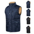 thumbnail image 1 of BiZtdJrK Men Big and Tall Winter Vest Fleece Thick Warm Windproof Sleeveless Vest Jacket Slim Fit Soft Solid Vests Coat with Pockets 50% Percent Off Sales Today Dark Blue XXXXXL, 1 of 6