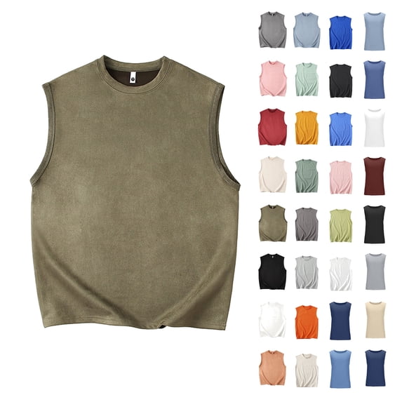 BiZtdJrK Men's Big and Tall Workout Tank Shirts Faux Suede Cut Off Gym Tanks Tops Crew Neck Sleeveless Fitness Sport Shirt Mint Green XXL