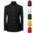 thumbnail image 1 of BiZtdJrK Men Big and Tall Suit Coats Stand Collar Single Breasted Chinese Blazers Long Sleeve Slim Fit Casual Sport Jacket with Pockets Black XL, 1 of 9