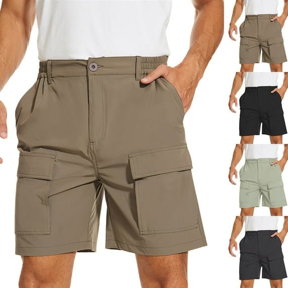 BiZtdJrK Men Cargo Shorts Big and Tall Elastic Waist Baggy Outdoor Shorts Lightweight Breathbale Jogger Hiking Shorts with Multi Pockets Birthday Gift Green M