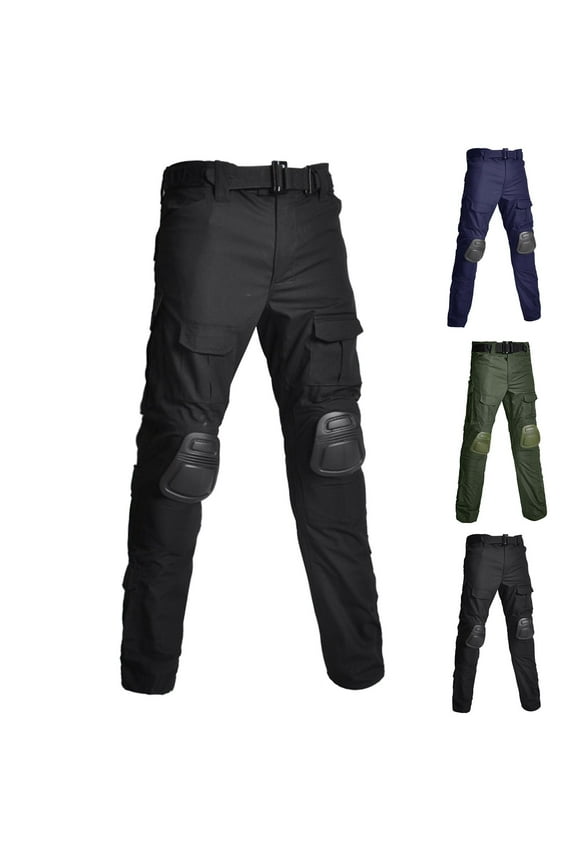 Men Combat Pants Big and Tall Military Tactical Cargo Pants with Knee Pads Waterproof Hiking Pants Outdoor Hiking Travel Pants with Pockets Sales Of The Day Black XXL