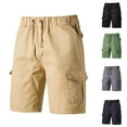 thumbnail image 1 of BiZtdJrK Men Cotton Work Shorts Drawstring Waisted Casual Cargo Shorts Comfy Breathable Summer Beach Shorts with Multi Pockets clearance sale prime Gray L, 1 of 4