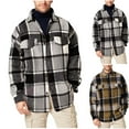 thumbnail image 1 of BiZtdJrK Men Flannel Plaid Shirt Lapel Collar Long Sleeve Button Down Shirt Jackets Regular Fit Stylish Casual Shacket with Chest Pockets Gray L, 1 of 6