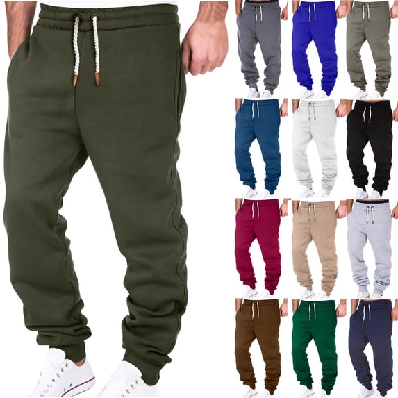 BiZtdJrK Men Fleece Sweatpants Drawstring Waisted Joggers Casual Loose Fit Tapered Leg Pants with Pockets, Blue, XL