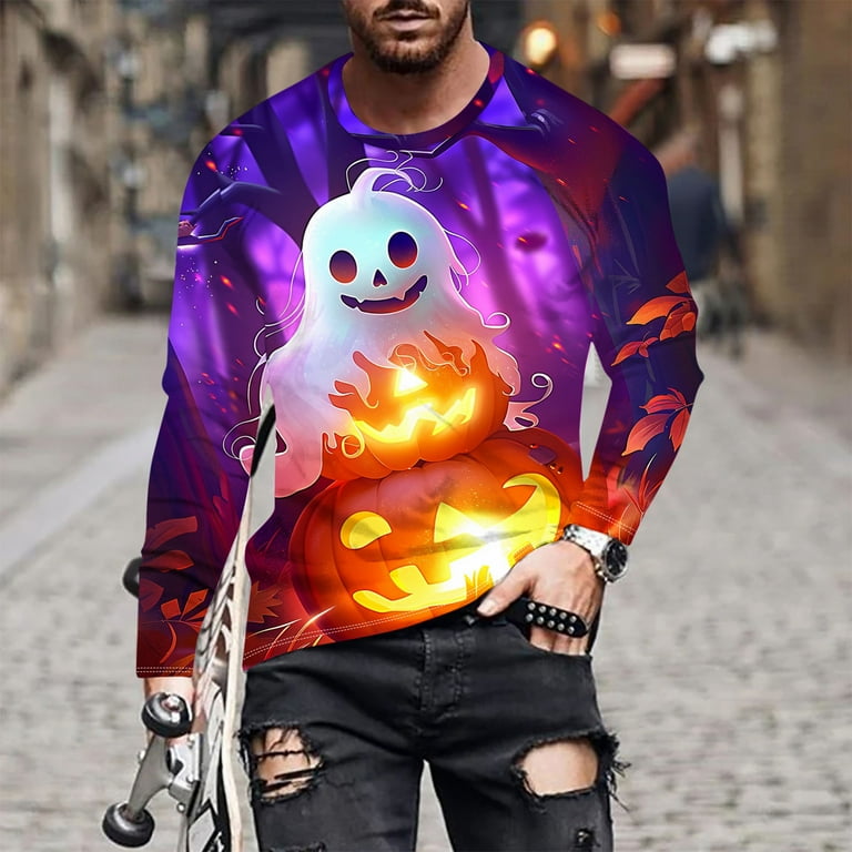 BiZtdJrK Men Halloween T-Shirts Cute 3D Ghost Graphic Tshirts