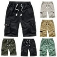 thumbnail image 1 of BiZtdJrK Men Hip Hop Cargo Shorts Big and Tall Drawstring Elastic Waist Summer Shorts Trendy Casual Shorts with Multi Pockets on sale and clearance Black XL, 1 of 6