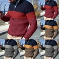 BiZtdJrK Men Long Sleeve Polo Sweaters Color Block Knit Textured Jumper