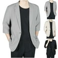 thumbnail image 1 of BiZtdJrK Men One Button Blazer 3/4 Sleeve Notch Lapel Casual Suit Jackets Loose Lightweight Solid Sport Coats with Pockets Black XL, 1 of 10