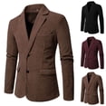 thumbnail image 1 of BiZtdJrK Men Slim Fit Blazers Corduroy Notch Lapel Two Buttons Suit Causal Jackets Comfortable Fall Winter Sport Coat with Pockets Black M, 1 of 8