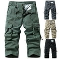 thumbnail image 1 of BiZtdJrK Men Solid Cargo Shorts Drawstring Elastic Waist Summer Casual Capris Lightweight Tactical Outdoor Shorts with Muliti Pockets Black M, 1 of 5