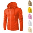 thumbnail image 1 of BiZtdJrK Men Solid Hooded Sweatshirts Full Zipper Long Sleeve Sweatshirt Jackets Drawstring Slim Fit Hoodies with Pockets Orange XXXL, 1 of 6