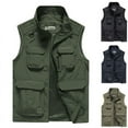 thumbnail image 1 of BiZtdJrK Men Solid Vest Zip Up Solid Sleeveless Workwear Jacket Big and Tall Casual Hiking Travel Golf Vest with Pockets Limited Time Sale Army Green L, 1 of 3