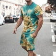 thumbnail image 1 of BiZtdJrK Men Summer Short Sleeve Shirts Matching Casual Drawstring Shorts with Pockets 2 Piece Sets Big and Tall Novelty Map Print Jogger Tracksuits Todays Daily Sales Mint Green 5XL, 1 of 5