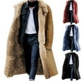 thumbnail image 1 of BiZtdJrK Men Winter Overcoat Long Open Front Jacket Solid Color Thick Warm Over The Knee Coat Luxury Outerwear Trench Coats Blue XXXXL, 1 of 4