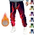 thumbnail image 1 of BiZtdJrK Men Winter Warm Athletic Sweatpants Sherpa Lined Joggers Fleece Pants Flame Print Drawstring Fashion Sweatpant with Pockets Yellow M, 1 of 6