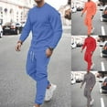 thumbnail image 1 of BiZtdJrK Men's 2 Piece Sweatsuit Casual Long Sleeve Crewneck Pullover Top and Drawstring Waist Harem Pants Loose Comfy Jogger Set 2025 Fashion Solid Tracksuits Today's Lightning Sales Pink M, 1 of 9