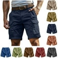 thumbnail image 1 of BiZtdJrK Men's 5 Inch Inseam Cargo Shorts Solid Color Casual Multi Pockets Work Short Pants for Golf, Running, Fishing, Hiking, Gray, L, 1 of 4