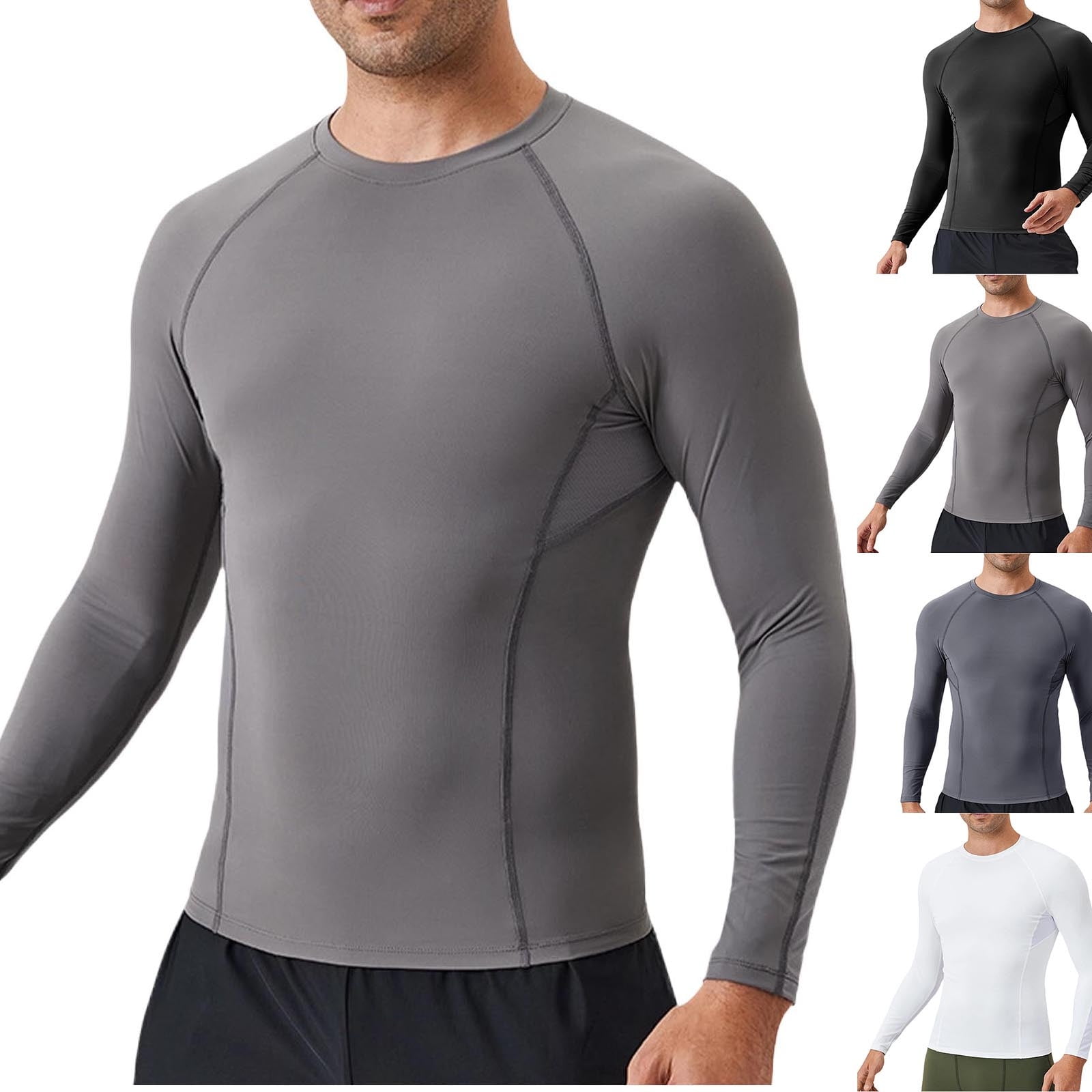 BiZtdJrK Men's Athletic Long Sleeve Shirts Quick Dry Gym Workout ...