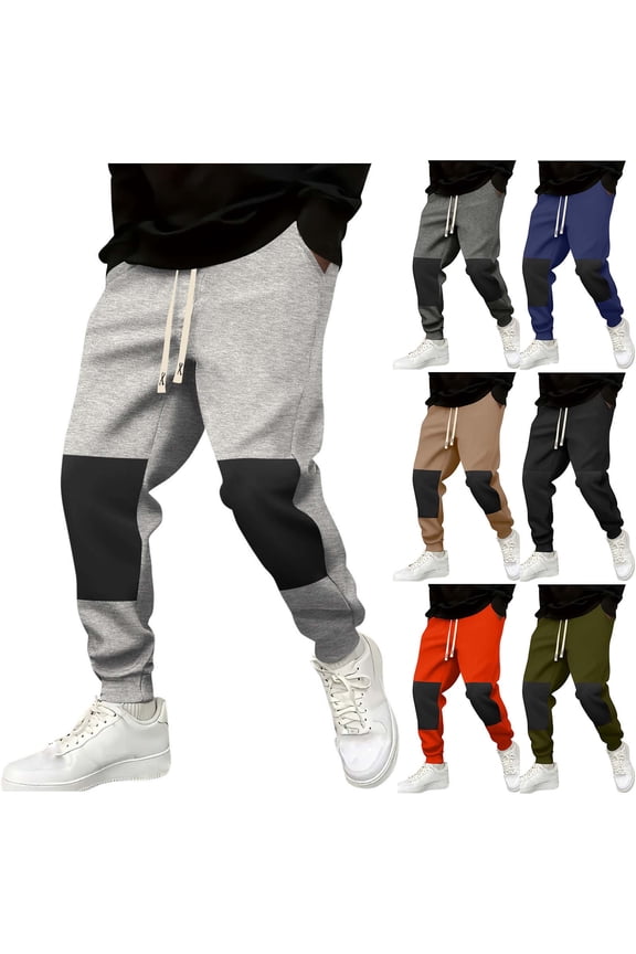 Men's Athletic Tapered Joggers Colorblock Drawstring Elastic Waist Running Workout Sweatpants Fashion Street Track Pant with Pockets Black XL