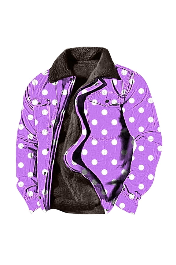 Men's Aztec Western Jackets Fashion Print Long Sleeve Zipper Coat Fleece Lined Winter Thickened Warm Jackets with Pockets Prime Sales Clearance Purple XXL