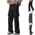 thumbnail image 1 of BiZtdJrK Men's Baggy Cargo Jeans High Waist Straight Leg Denim Pants Solid Casual Multi-Pockets Work Trousers Going Out Wide Leg Denim Pant Clearance Items Black L, 1 of 4