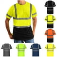 thumbnail image 1 of BiZtdJrK Men's Big and Tall High Visibility Quick Dry Safety T-Shirts Mesh Pocket Short Sleeve Tees Shirt Reflective Strips Construction Work Tops Green XXXXXL Camisas Para Hombres, 1 of 5
