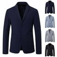 thumbnail image 1 of BiZtdJrK Men's Big and Tall Solid Suit Jackets Notched Lapel Two Buttons Long Sleeve Blazers Business Office Work Dress Coats with Pockets Sky Blue XXXXL, 1 of 7
