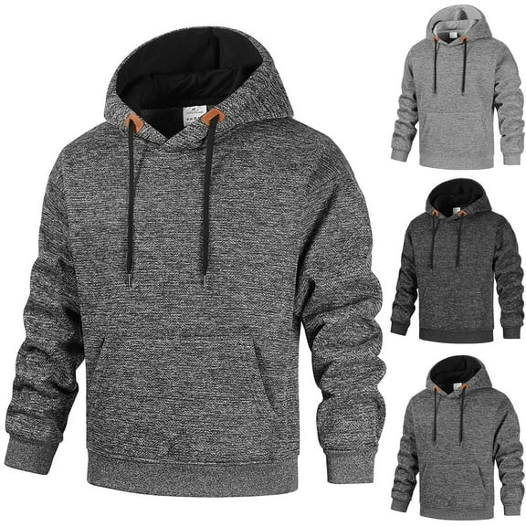 BiZtdJrK Men's Big & Tall Sweatshirt Hoodie Cotton Casual Hoodie Pullover Drawstring Long Sleeve Hooded Sweatshirts with Pockets, Black, M