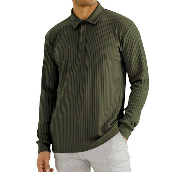 BiZtdJrK Men's Big and Tall T Shirt Long Sleeve Button Down Polos Shirts Solid Comfy Textured Shirt Lightweight Casual Business Tshirts Lighten Sales Of The Day Army Green S