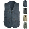 thumbnail image 1 of BiZtdJrK Men's Big and Tall Cotton Outdoor Vest V Neck Zip Up Sleeveless Cargo Jackets Fishing Hiking Vest with Zipper Pockets Black XXXXL, 1 of 8