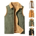 thumbnail image 1 of BiZtdJrK Men's Big and Tall Fleece Lined Vest Corduroy Lapel Button Down Sleeveless Casual Jacket Warm Fall Winter Vests with Pockets Beige L, 1 of 9