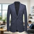 thumbnail image 1 of BiZtdJrK Men's Big and Tall Sport Coats Striped Notch Lapel One Button Suit Jackets Slim Fit Business Offlce Work Blazers Navy XXXXL, 1 of 3