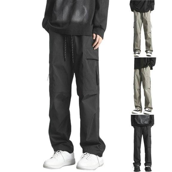 BiZtdJrK Men's Cargo Pants Baggy Big and Tall Elastic Waist Pants Waterproof Outdoor Hiking Sweatpants with Pockets, Green, XXXL