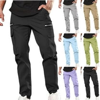 BiZtdJrK Men's Cargo Pants with Multi Pockets Casual Drawstring Elastic Waist Straight Pants Solid Work Trousers Outdoor Hiking Sweatpants 90% off Clearance Sale Army Green 3XL