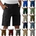 thumbnail image 1 of BiZtdJrK Men's Cargo Shorts 9" Inseam Casual Knee Length Hiking Short Pants Relaxed Fit Work Shorts with Multi-Pockets, Multicolor, XXXL, 1 of 6