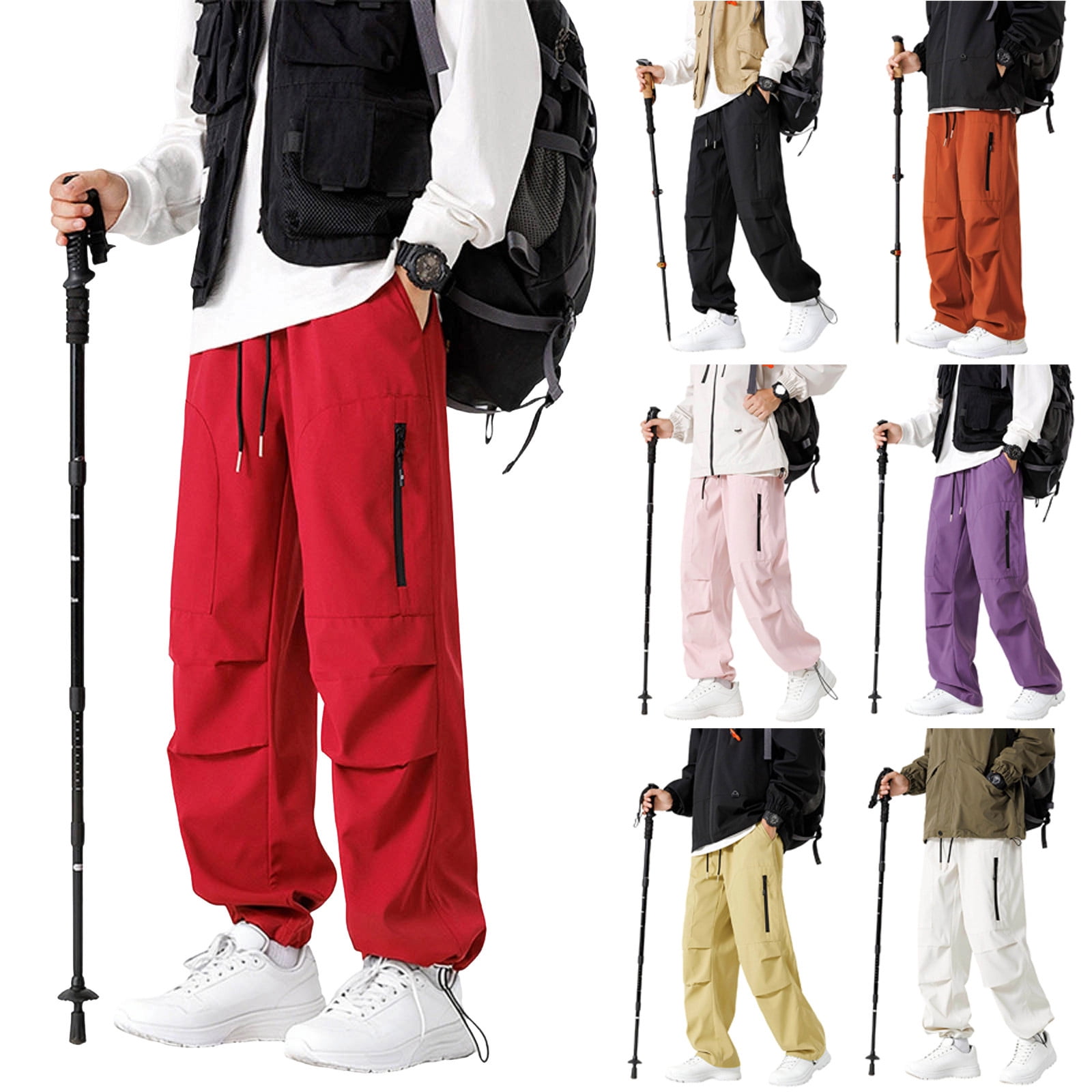 BiZtdJrK Men's Casual Cargo Pants Relaxed Fit Outdoor Hiking Camping ...
