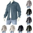 thumbnail image 1 of BiZtdJrK Men's Casual Shirt Shacket Long Sleeve Button Down Cargo Shirts Jacket with Flap Pockets Fall Clothes Dark Blue XXXL, 1 of 7