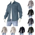 thumbnail image 1 of BiZtdJrK Men's Casual Shirt Shacket Long Sleeve Button Down Cargo Shirts Jacket with Flap Pockets Fall Clothes Sky Blue XL, 1 of 7