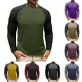 BiZtdJrK Men's Color Block TShirts 2024 Fall Long Sleeve Round Neck