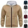 thumbnail image 1 of BiZtdJrK Men's Color Block Zip Up Hoodie Lightweight Long Sleeve Jacket for Gym & Street, Gray, S, 1 of 3