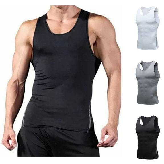 BiZtdJrK Men's Compression Sleeveless Shirts Slim Fit Shaper Tank Tops Soft Athletic Workout Tank Shirts on sale prime Black M
