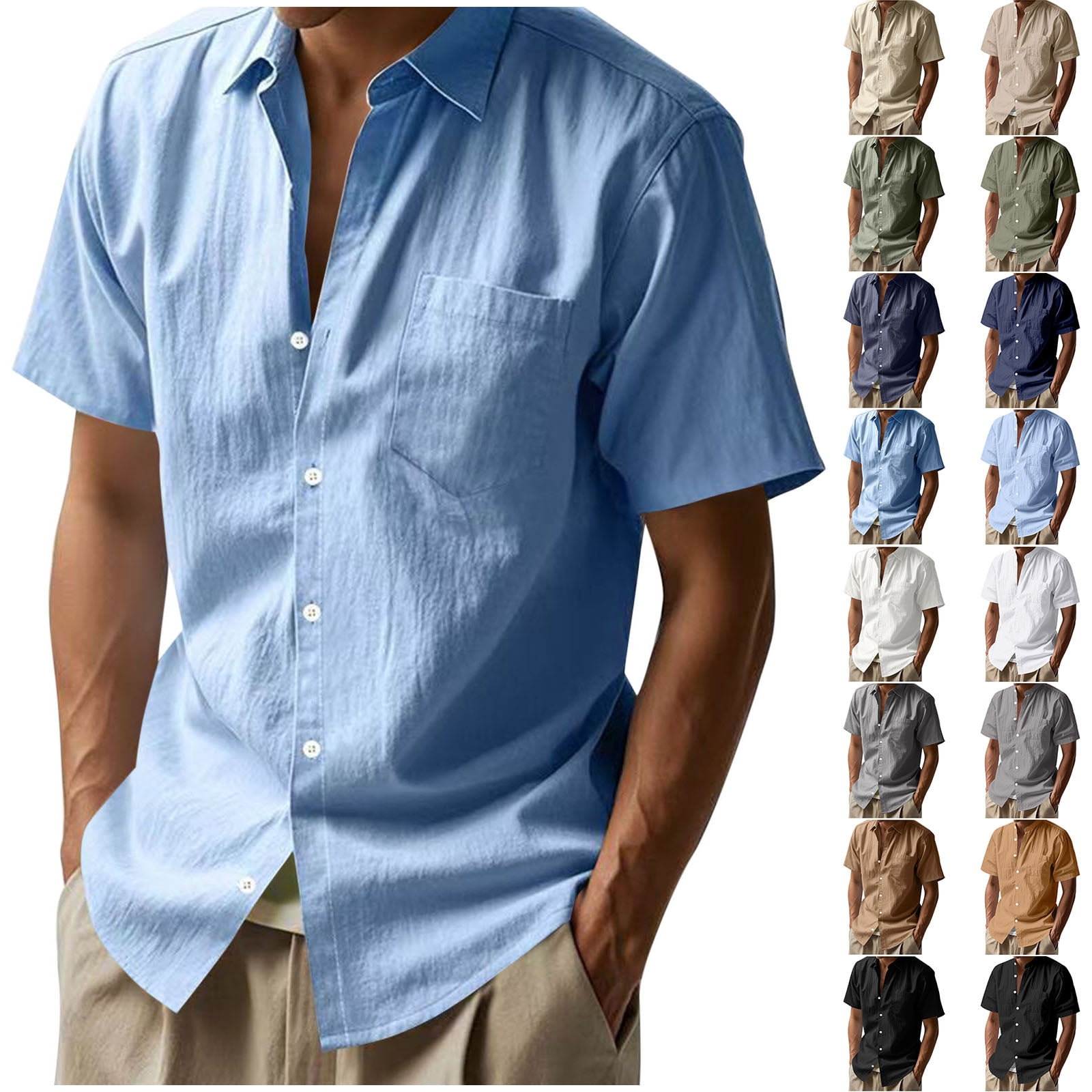 Wear Sierra Top Shelf Men's Cotton Short Sleeve Button Down Shirts in Blue Tropical Print