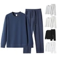 thumbnail image 1 of BiZtdJrK Men's Cotton Sweatsuit Big and Tall Loose Solid Casual 2 Piece Sets Crew Neck Long Sleeve Pullover Tops Drawstring Sweatpants with Pockets Navy M, 1 of 10