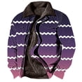 thumbnail image 1 of BiZtdJrK Men's Cowboy Sweatshirt Striped Print Zipper Long Sleeve Jackets Fleece Lined Winter Warm Coat Casual Fashion Streetwear with Pockets Sales Today Clearance Women Purple S, 1 of 5