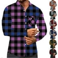 thumbnail image 1 of BiZtdJrK Men's Flannel Plaid Shirts Fall Winter Long Sleeve Button Down Shirt Casual Lapel Fashion Jackets with Pocket Orange L, 1 of 7