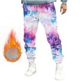 thumbnail image 1 of BiZtdJrK Men's Fleece Lined Joggers Tie Dye Drawstring Waist Running Sweat Pants Elastic Bottom Athletic Trousers with Pockets Multicolor L, 1 of 5